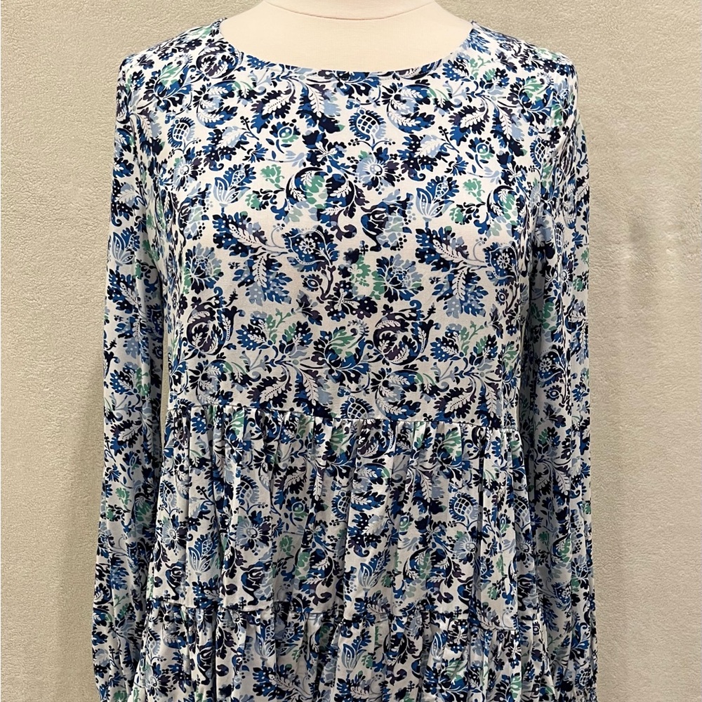 Floral Long Sleeve Ruffle Blouse